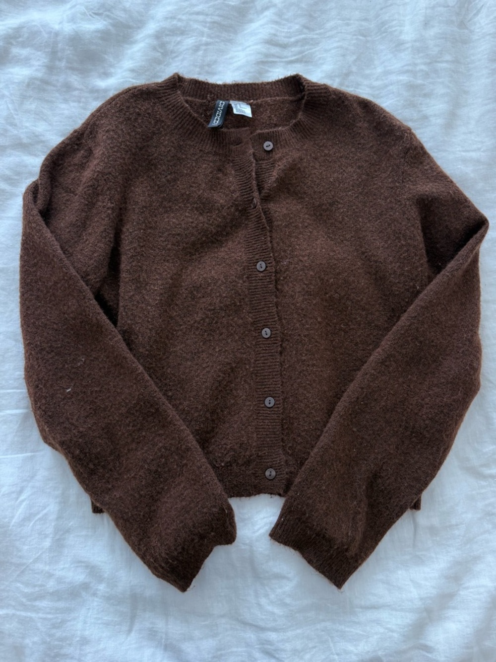 H&M Dark Brown Crewneck Button Cardigan